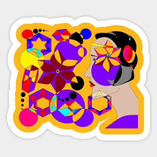 Abstract Lady with Shapes Sticker